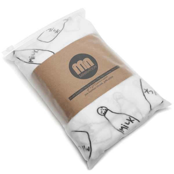 Ultra Soft Bamboo Cotton Newborn Muslin Receiving Blanket - Milk Print Blanket, minination, minination 
