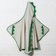 Hooded Bath Towels with Green Dino Spikes for Babies, Toddlers, Kids, minination, Piggy Button