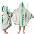 Hooded Bath Towels with Green Dino Spikes for Babies, Toddlers, Kids, minination, Piggy Button