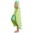 Kids Hooded Bath Beach Towel with Green Dino Spikes / 100% Cotton Terry Cloth Hooded Towel for Boys and Girls, minination, Piggy Button