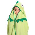 Kids Hooded Bath Beach Towel with Green Dino Spikes / 100% Cotton Terry Cloth Hooded Towel for Boys and Girls, minination, Piggy Button