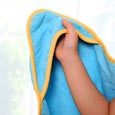 Kids Hooded Bath Beach Towel - Blue with Yellow Dino Spikes 100% Cotton Terry Cloth Hooded Towel for Boys and Girls, minination, Piggy Button