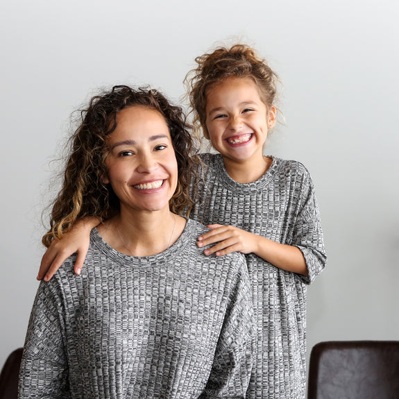 Mommy and Me Loungewear / Matching Sleepwear Dress / Womens Pajama / Charcoal, minination, minination