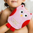 Owl Bath Mitt / Scrubber, minination, Piggy Button 