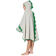 Hooded Bath Towels with Green Dino Spikes for Babies, Toddlers, Kids, minination, Piggy Button 