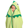 Kids Hooded Bath Beach Towel with Green Dino Spikes / 100% Cotton Terry Cloth Hooded Towel for Boys and Girls, minination, Piggy Button 