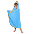 Kids Hooded Bath Beach Towel - Blue with Yellow Dino Spikes 100% Cotton Terry Cloth Hooded Towel for Boys and Girls, minination, Piggy Button 