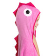 Kids Hooded Bath Beach Towel with Pink Dino Spikes 100% Cotton Terry Cloth Hooded Towel for Girls, minination, Piggy Button 