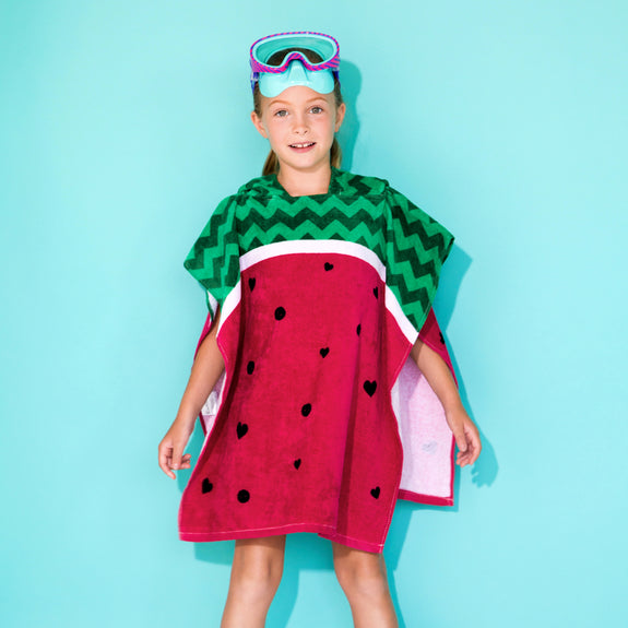 Kids Watermelon Hooded Towel, minination, Piggy Button 